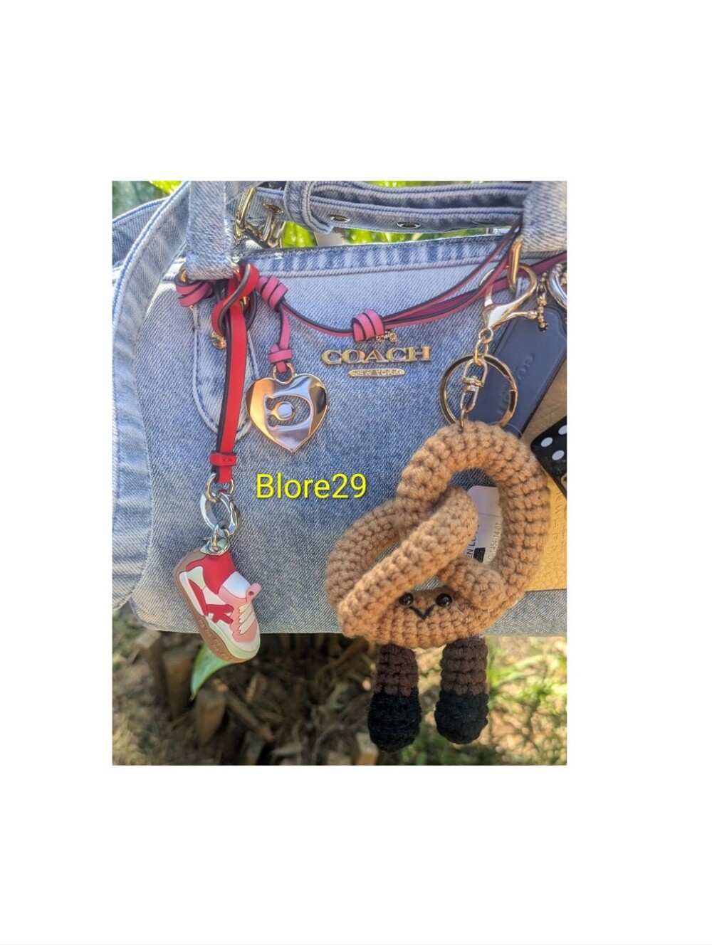 Handmade Crocheted Pretzel Keychain in Light Brown